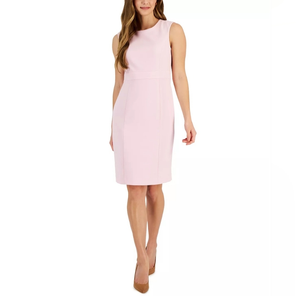 Pink Round Neck Sheath Dress Size 8